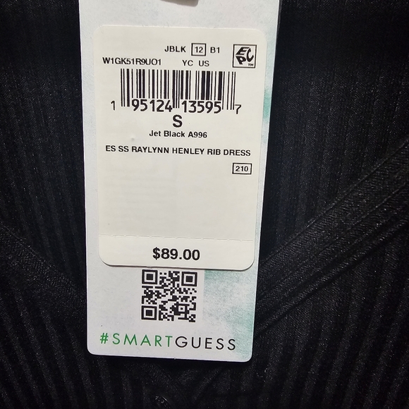Guess Eco Raylynn Henley Ribbed Dress NWT - Black/Small - Picture 8 of 12